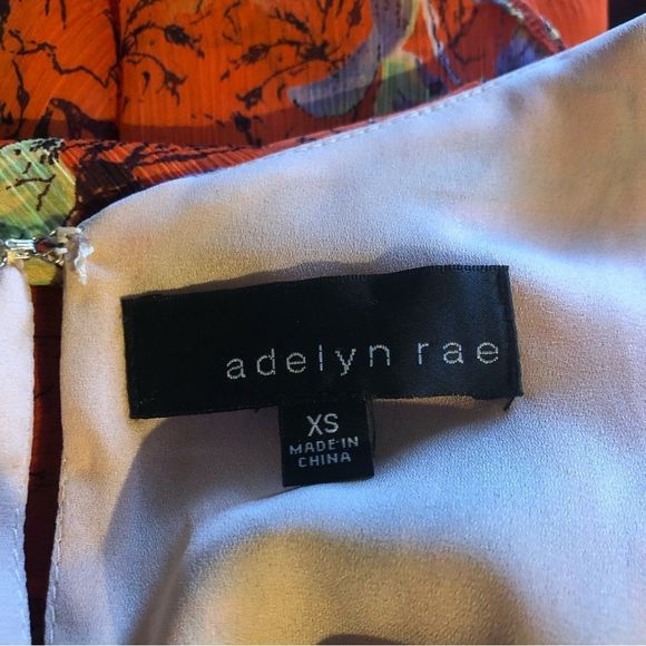 Adelyn Rae Orange Floral Off Shoulder Ruffle Asymmetrical Hem Dress size XS - Picture 11 of 13